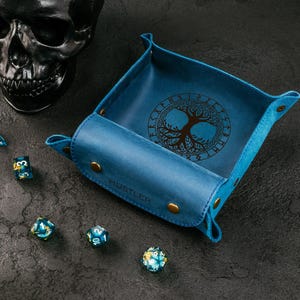 Personalized Leather Dice Rolling Tray: Dungeons and Dragons Storage Pouch