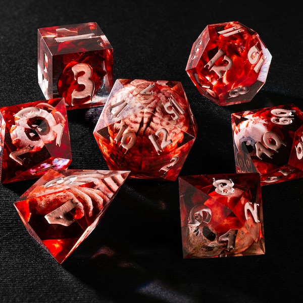 Bloody dice set, Dnd Handmade Resin Dice Set, Great dnd gift, Dark Fantasy Design