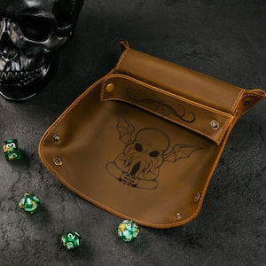 DnD Tray Elegant Custom Dice Leather Pouch Scroll Of Rolling Board Game Dice Rolling Tray And Bag