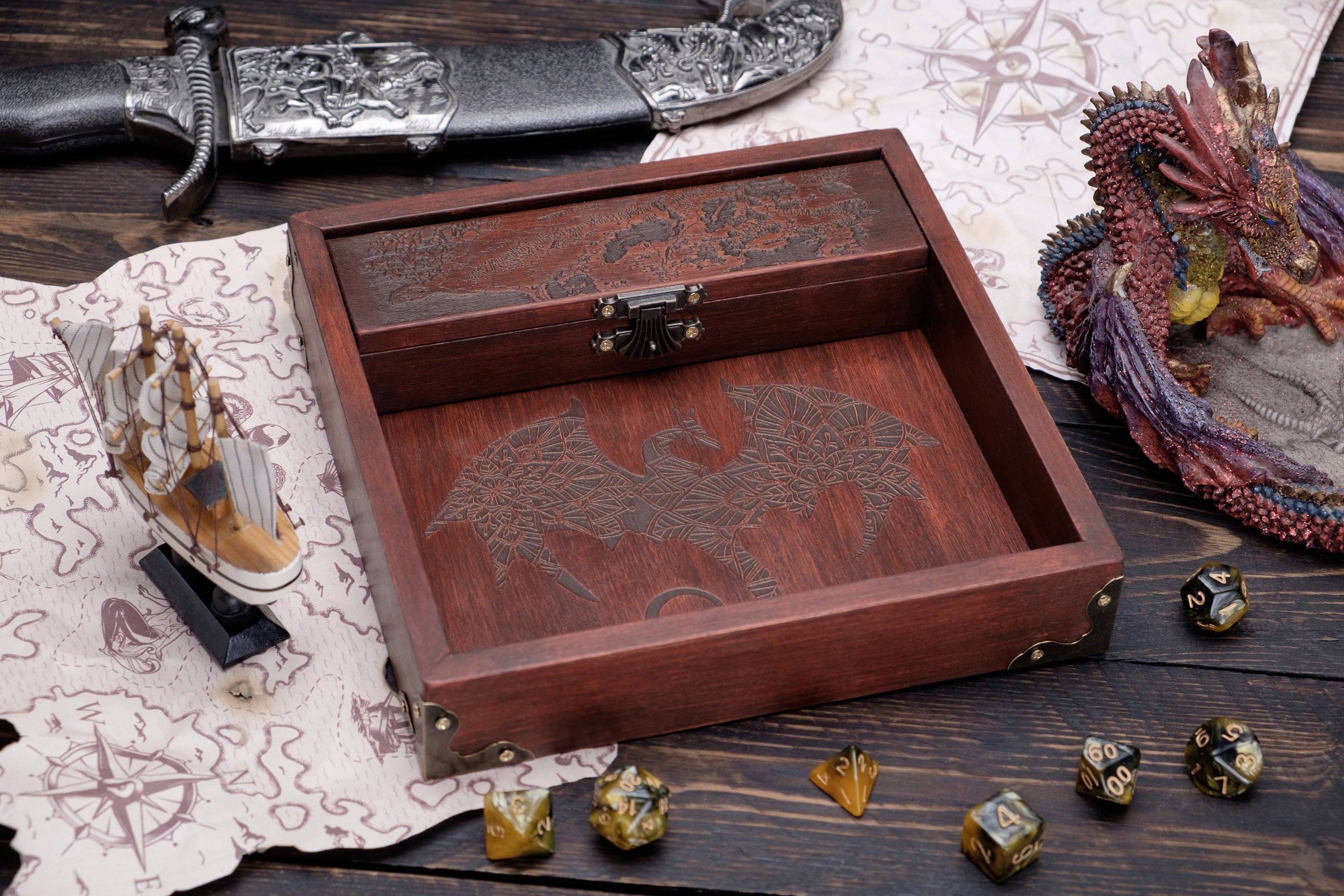 Wood Dice Rolling Tray DnD Dice Tray Wood Etsy