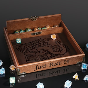 Handcrafted Wood Dice Tray for DnD with Personalized Engraving | Custom Templates | 3D Parts Optional