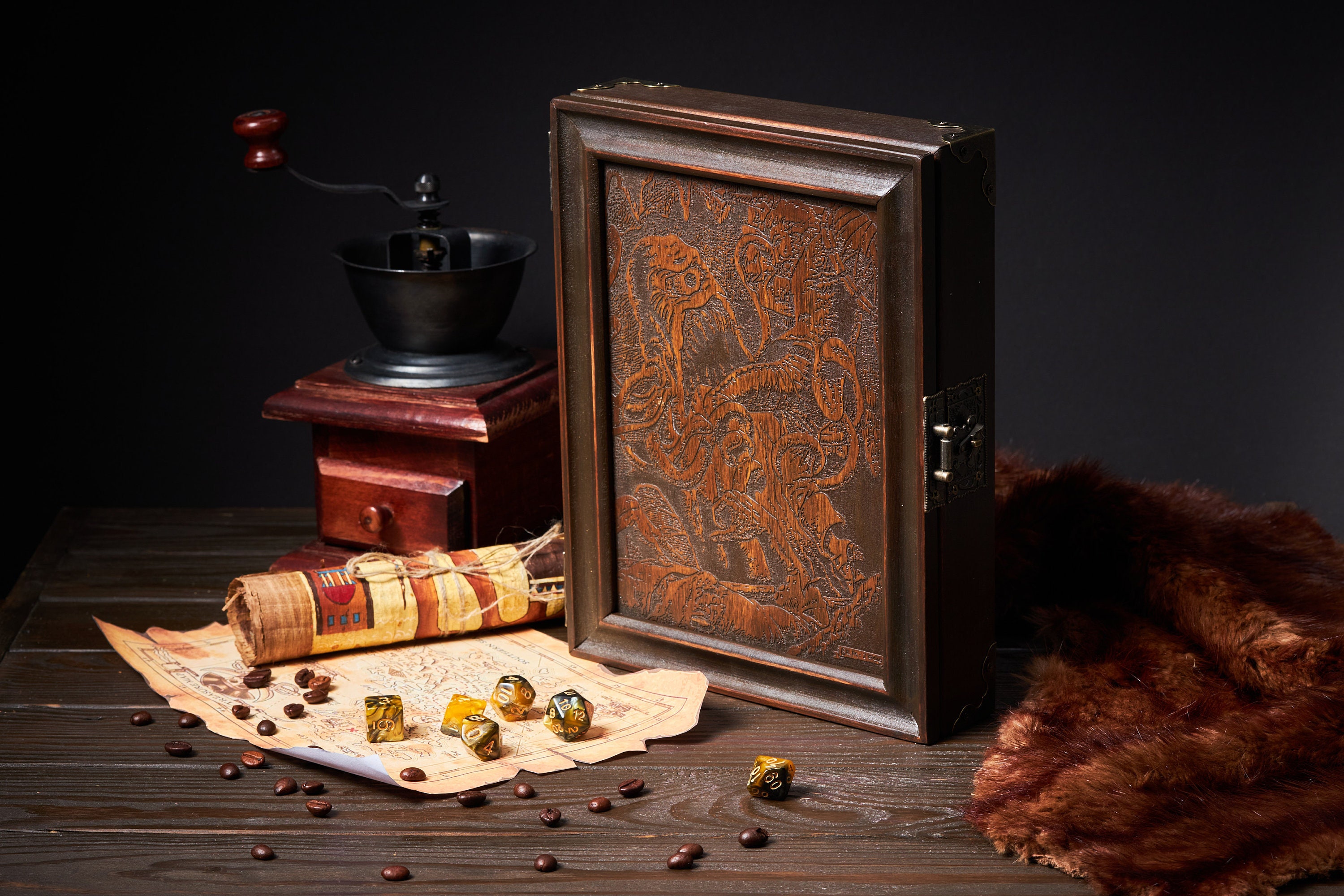 DnD Dice Box Custom Engraved Dice tray Storage and Vault Etsy
