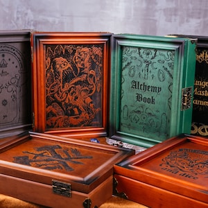 Custom Dice Box Wood Engraved DnD Dice tray and Storage Dice Rolling Tray Dungeons and Dragons