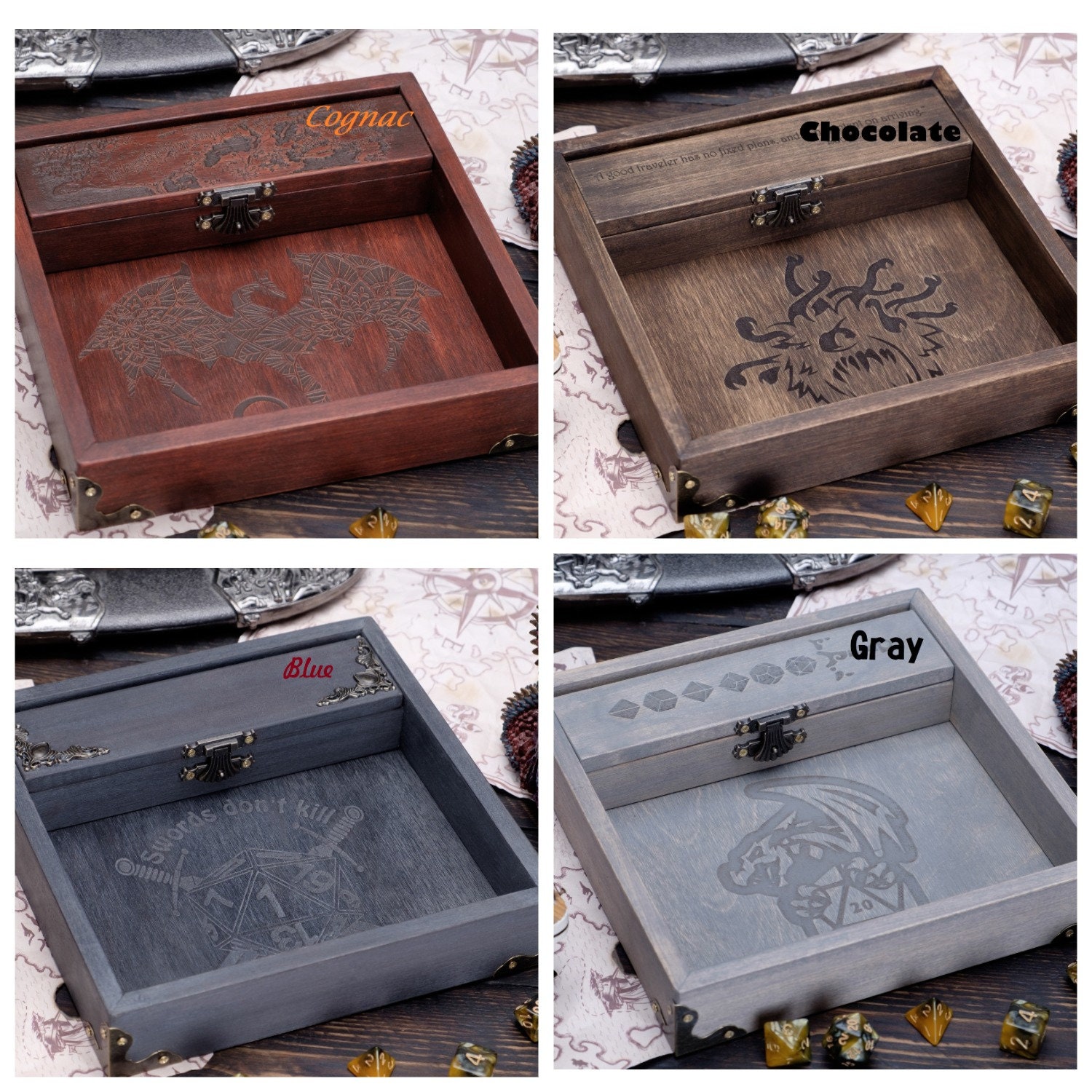 Custom DnD Dice Tray With Decorative Metal Corners Custom Etsy