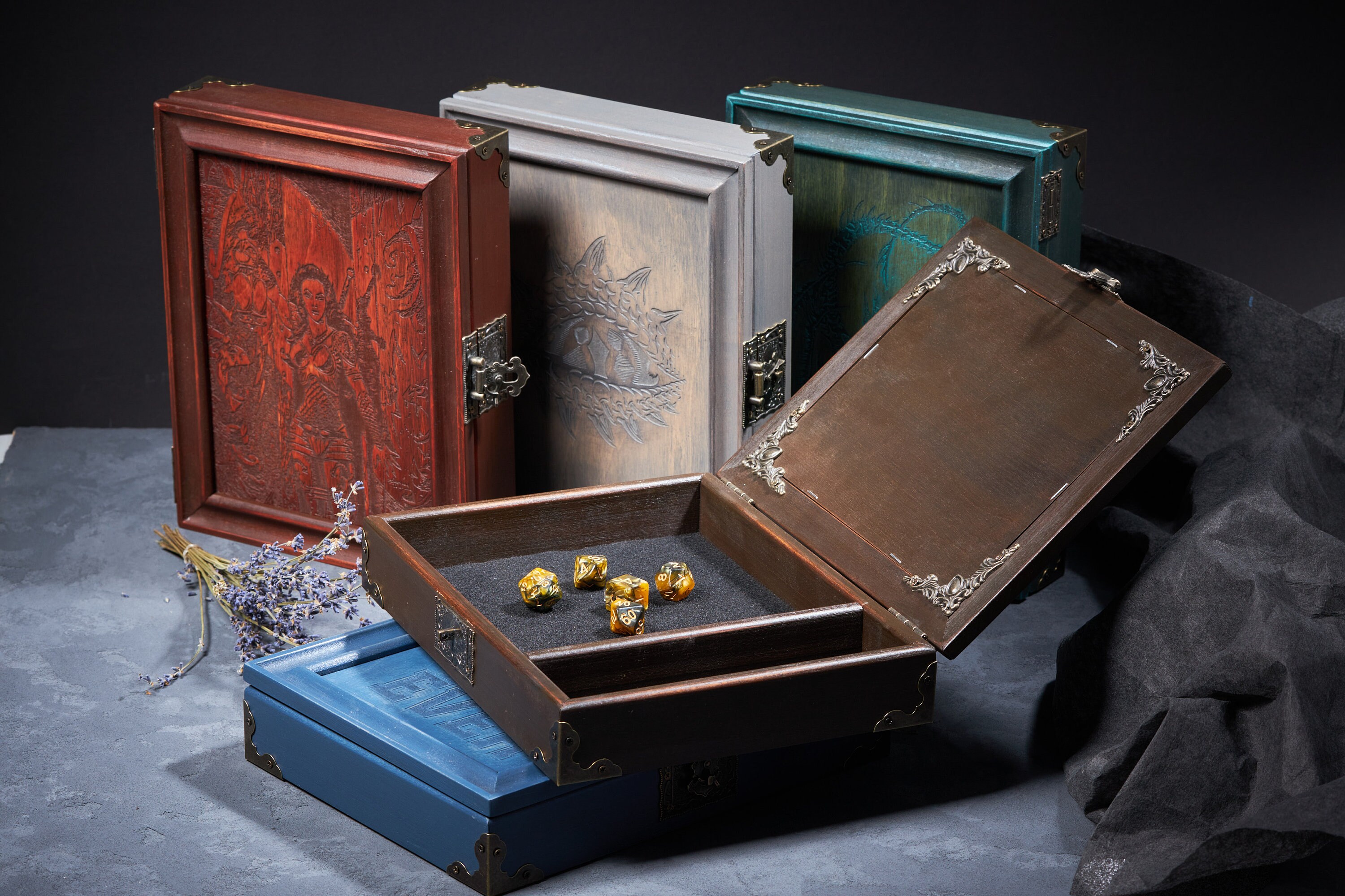 DnD Dice Box Dice Tray DnD Dice Rolling Tray Dice Tray Wood Etsy