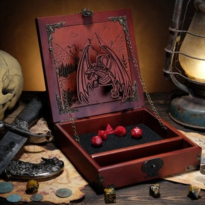 D&D Würfelturm All in One Box Benutzerdefinierte D & D Holztablett für Würfel Rolling Aufbewahrungstablett