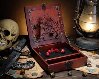 DnD Dice Tower All in One Box Custom D&D Wood Tray For Dice Rolling Storage Tray