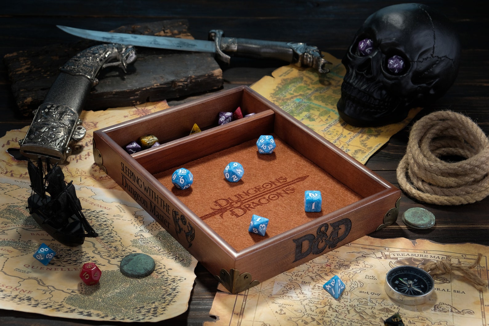 D&D Dice Tray Dice Rolling Tray Wood Dice Tray Custom Dnd Dice Etsy