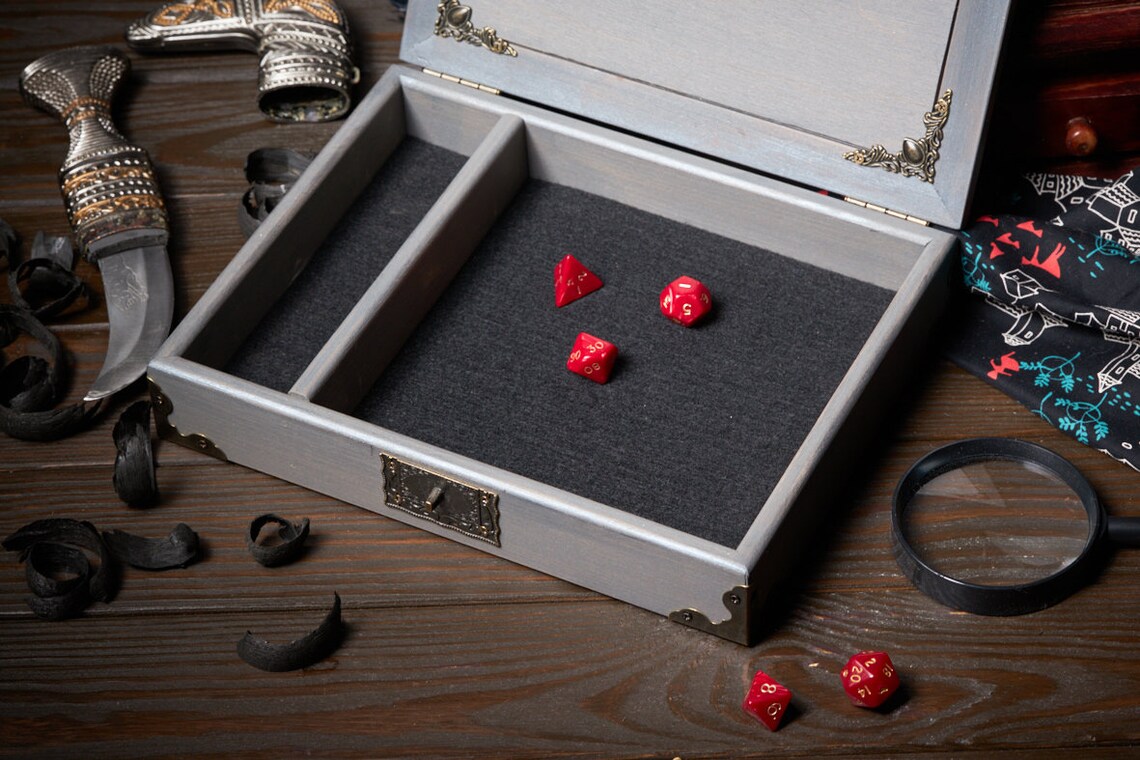 DnD Dice Box Dice Tray DnD Dice Rolling Tray Dice Tray Wood Etsy