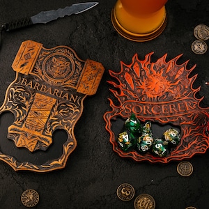 Super Cool Dice Holder Coaster DnD gift for DM anytime, GM Wood Coaster with Custom Designs All Classes and Monsters