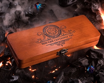 Personalized Dnd Dice Box Storage and Tray Dungeon and Dragons Wood Vault Dice Case DnD Box Case for Dice