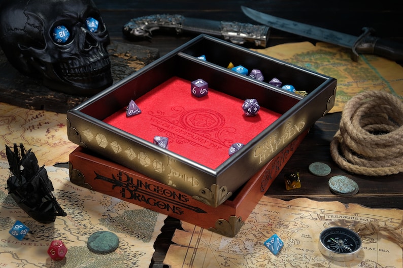 D&D Dice Tray Dice Rolling Tray Wood Dice Tray Custom Dnd Dice Etsy