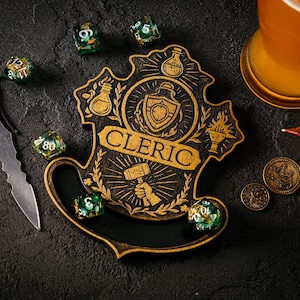 Handmade Wood DnD Coasters with Dice Holder: Dungeons and Dragons Accessory