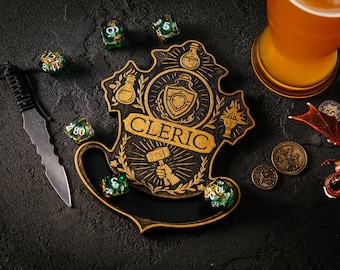 Handmade Wood DnD Coasters with Dice Holder: Dungeons and Dragons Accessory