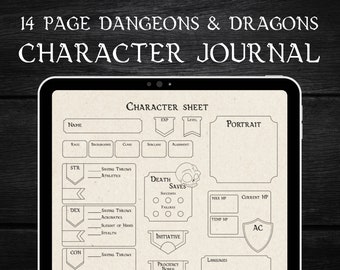 Diario de personaje de DnD 5e: PDF rellenable e imprimible (14 páginas)