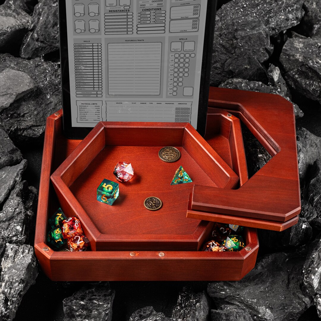 DND Tray and Dice Box Storage, Dungeons and Dragons 5e Accessorie, D&D
