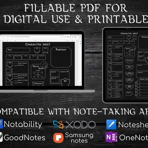 DnD Character Sheet 14 Seiten Digital DnD Journal Character Color Dungeons and Dragons 5e Fillable PDF / GoodNotes / Printable