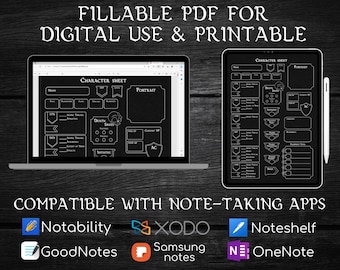 Diario de personaje de DnD 5e: PDF rellenable de 14 páginas, imprimible / GoodNotes