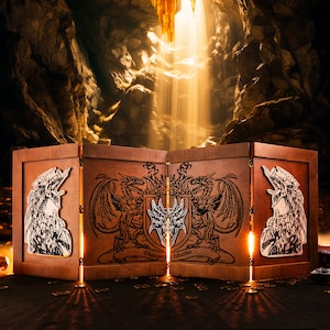 Wood Dungeon Master Screen, RPG DM Screen Gift for D&D, Pathfinder, Tabletop Games, Dm Gifts for Dungeon Master - rpg Accessories