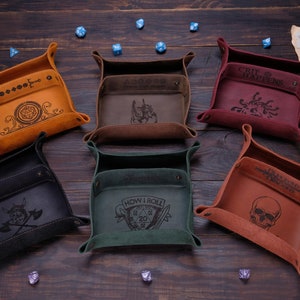 Ideal gift for any D&D lover, with personalization options to make it extra special,Personalized Leather tray Dice Tray