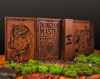 DM Sichtschutz aus Holz mit Dice Tower: Faltbares D&D Game Master Geschenk