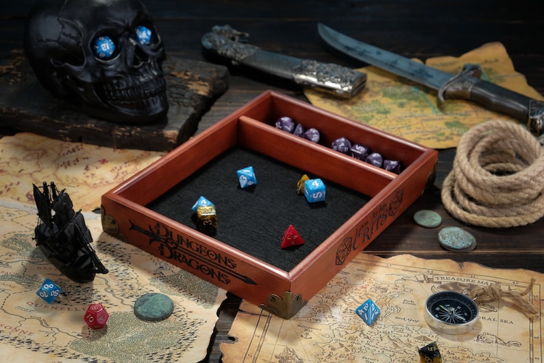 D&D Dice Tray Dice Rolling Tray Wood Dice Tray Custom Dnd Dice Etsy