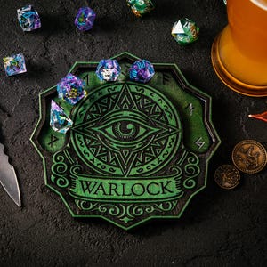 Warlock Coaster Barbarian D&D Cup Coaster Dungeons and Dragons Accessory Drink Dice Holder Tray Gifts for DND Players DM Gift