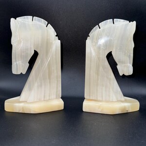 equestrian alabaster pair of bookends