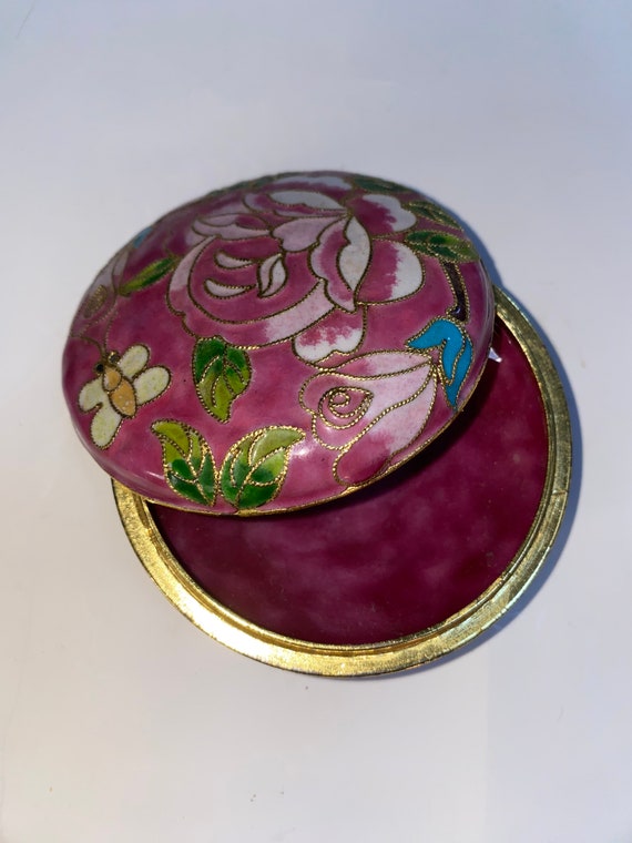 Porcelain , enameled pink , trinket , or jewelry b