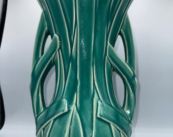 McCoy 1940s ribbon style turquoise vase