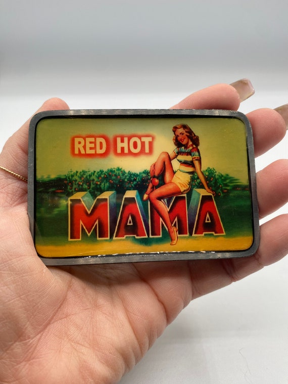 Red hot mama belt buckle
