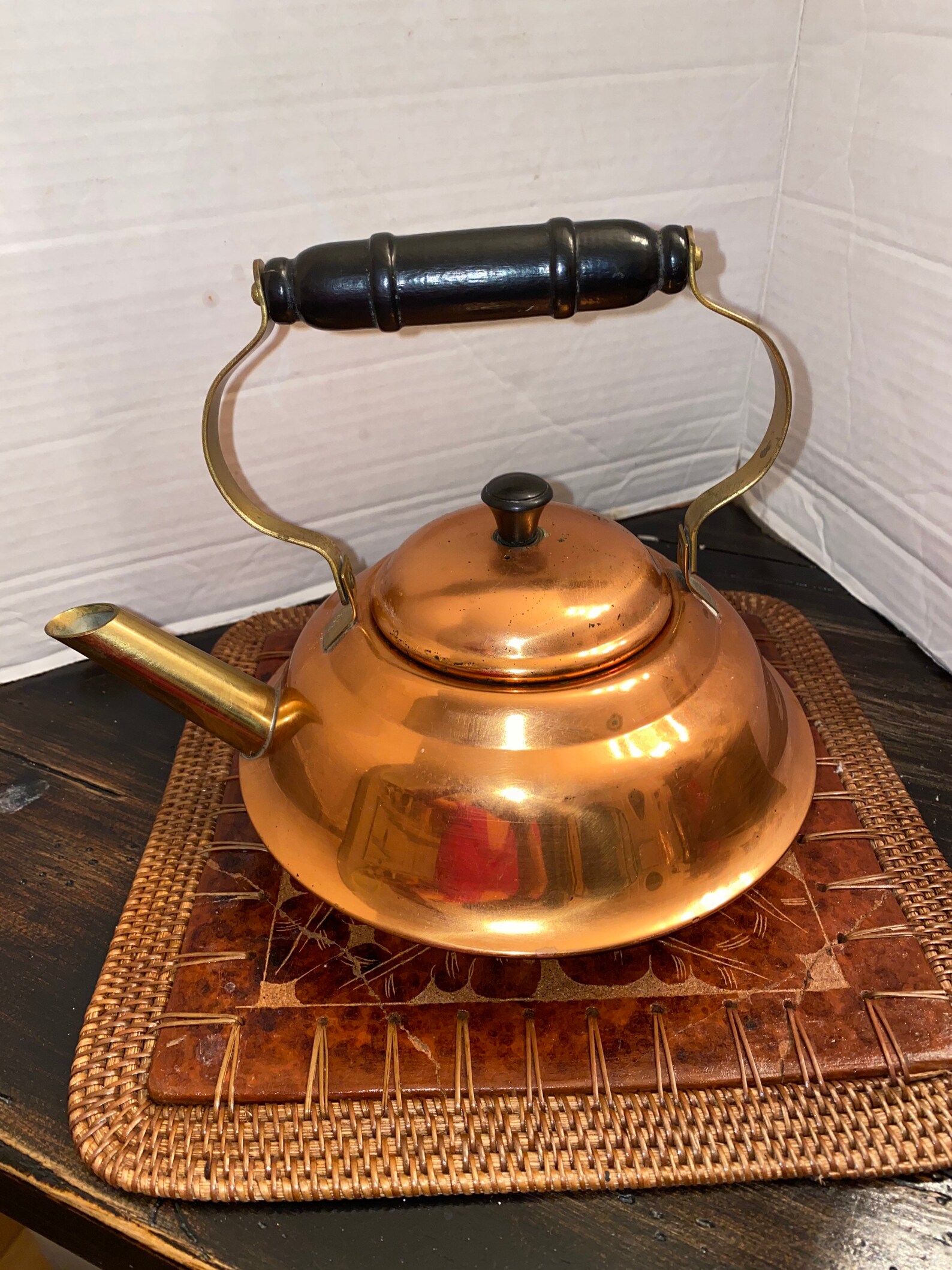 Vintage Stout Copper and brass teapot Etsy