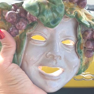 Majolica bacchus mask