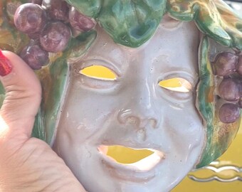 Majolica bacchus mask
