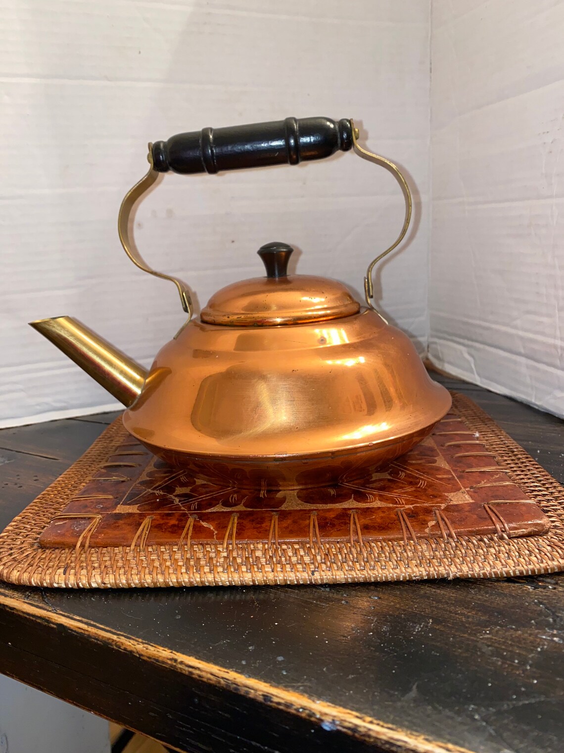 Vintage Stout Copper and brass teapot Etsy