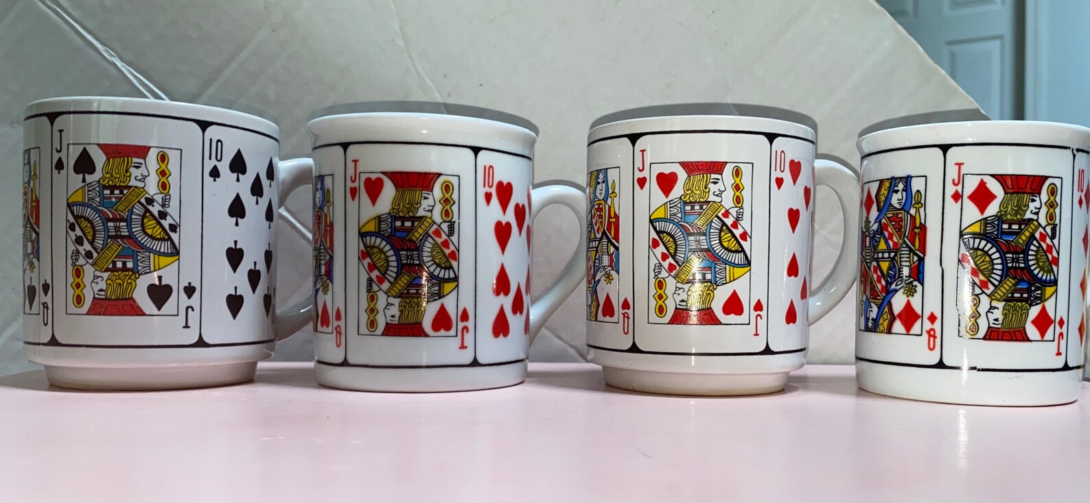 Set of four vintage playing card mugs Etsy