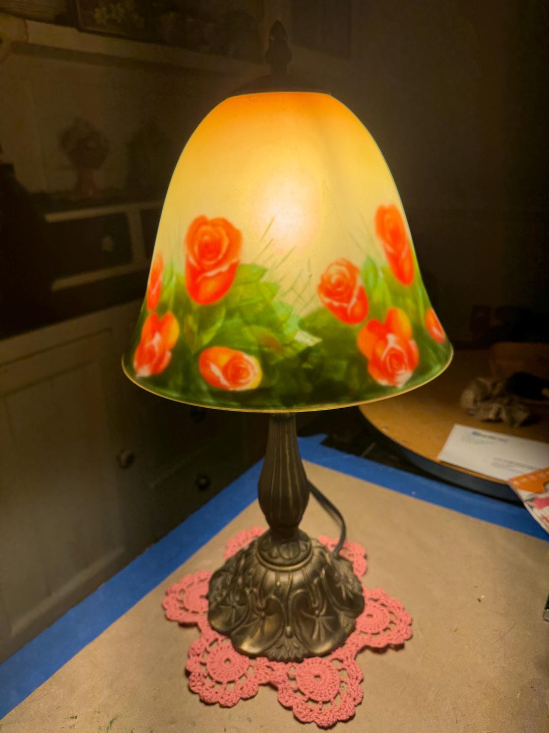 Roses Reverse Color Tiffany Style Reverse Painted Roses - Etsy