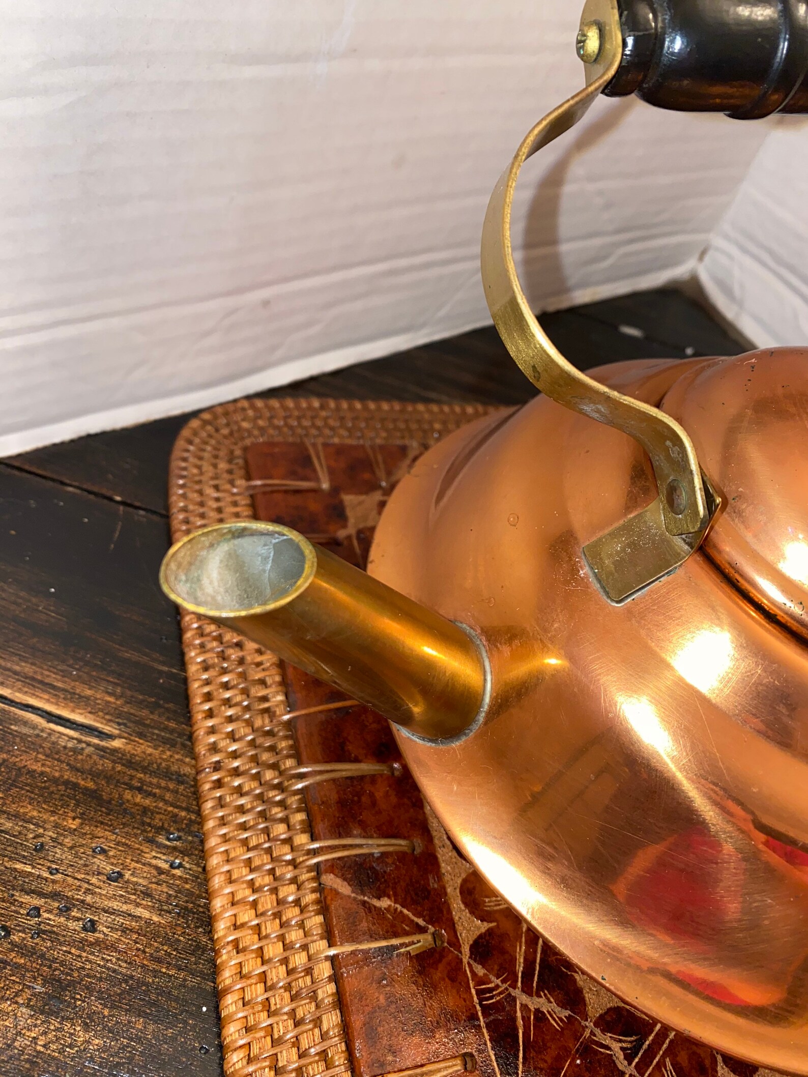 Vintage Stout Copper and brass teapot Etsy