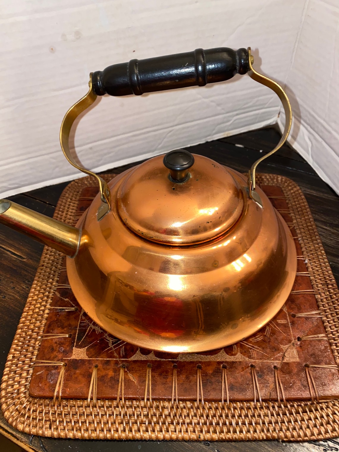 Vintage Stout Copper and brass teapot Etsy