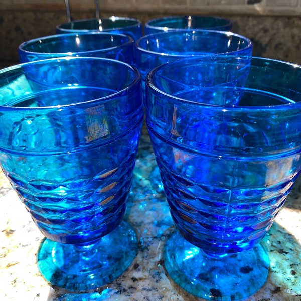 Vintage aqua blue depression drinking glasses