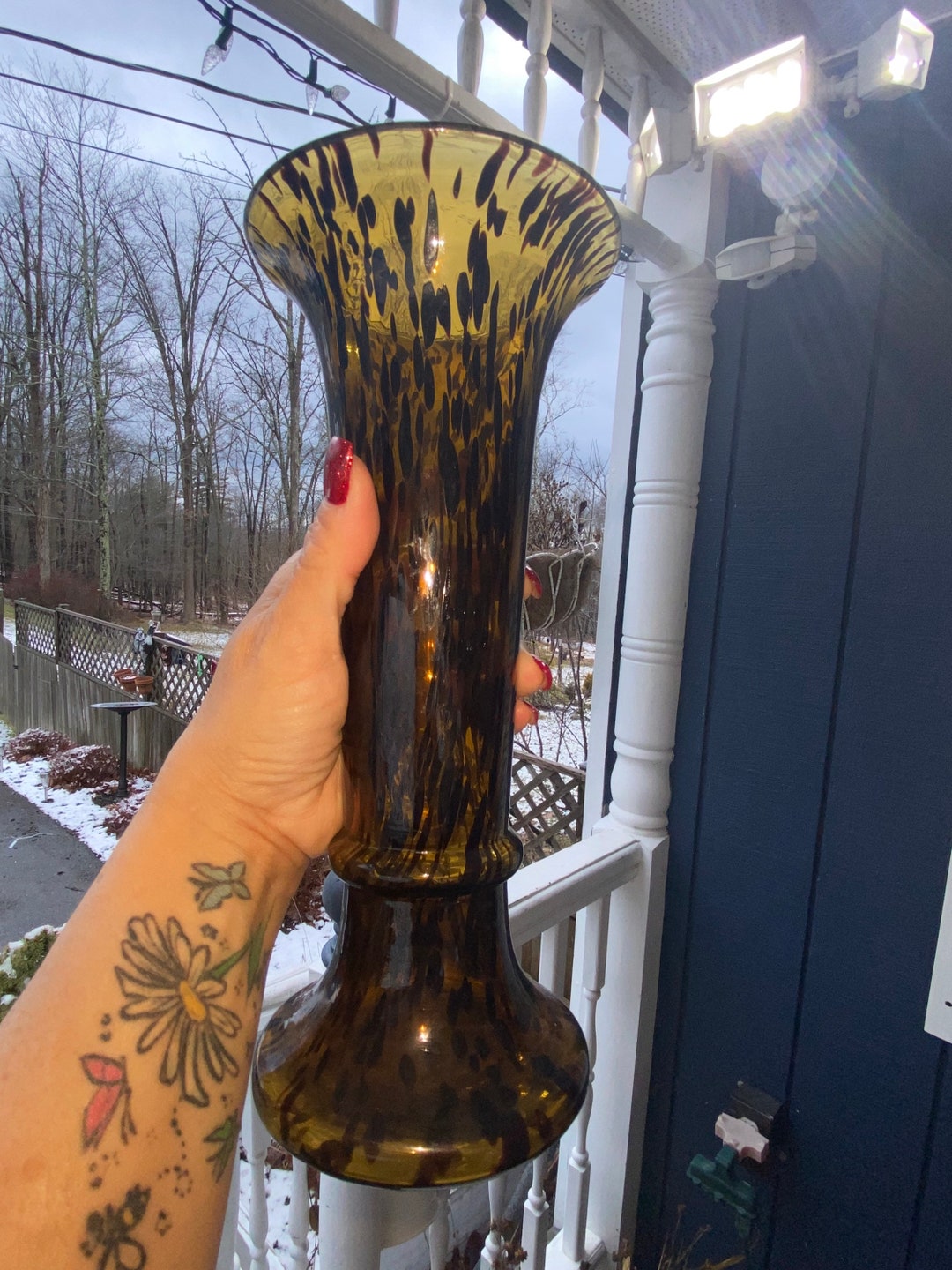 Beautiful Glass Animal Print Vase Etsy