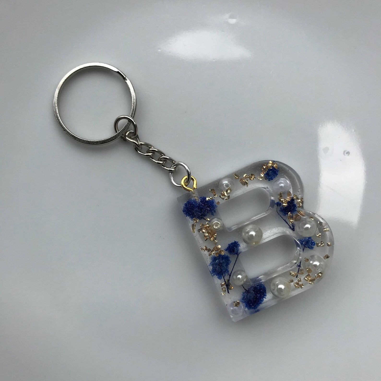 Epoxy resin key ring with insertion of dried flowers Atelier Etsy