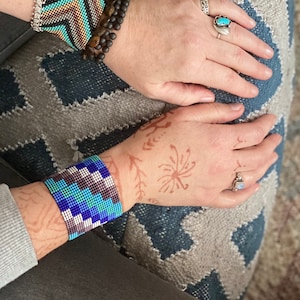 Beaded Cuff Stretch Bracelet, Boho Bracelet,  Glass Bead bracelet, Unique Bracelet Gift, The Best Cuff Bracelet, Bracelet Tattoo Cover