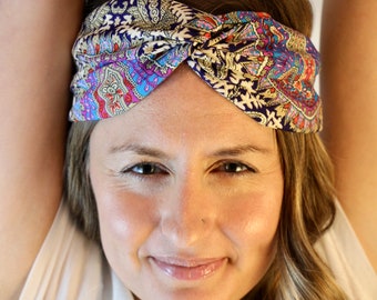 Top Knot Headband, Headband for Women, Wide Yoga Headband, Boho Headband, Twisted Hair Band, Stretchy Hair Band