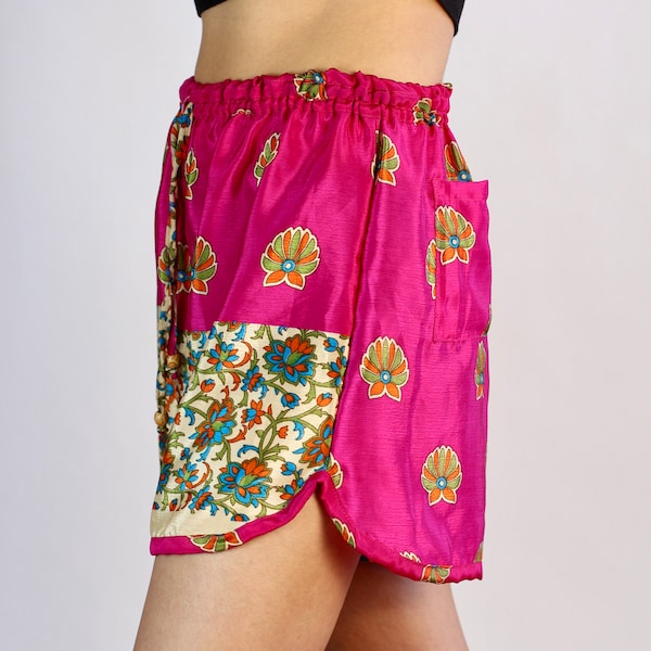 Vintage Silk Shorts, Boho Shorts, High Waist Shorts, Unique Print Shorts, Gypsy Festival Shorts, Boho Summer Fashion, Festival Clothing