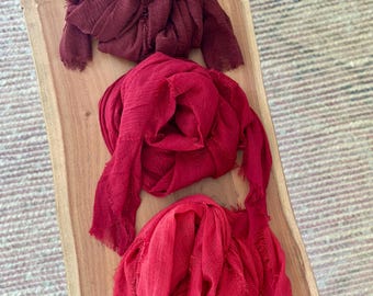 Cotton Gauze Scarf: Bohemian Head Wrap, Lightweight Shawl