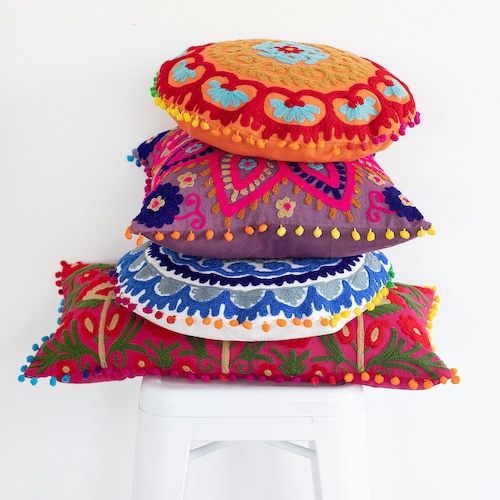 Tufted Pillow Cover Boho Chic Home Decor Bohemian Interior Etsy