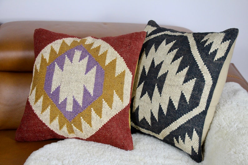 Poterie Barn Style Pillow Cover, Aztec Pillow Cover, Rug Design Boho Pillow Cover, Boho Decor, Boho Home Decor, Decorative Pillow image 3