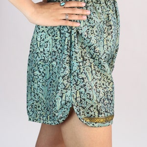 Vintage Silk Shorts, Boho Shorts, High Waist Shorts, Unique Print Shorts, Gypsy Festival Shorts, Boho Summer Fashion, Festival Clothing image 5