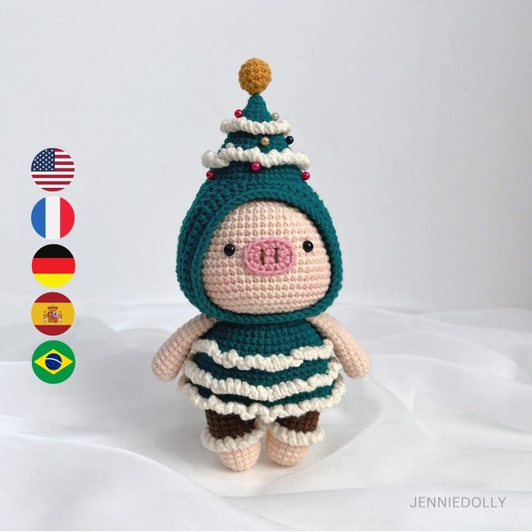 Mori The Christmas Tree Pig Crochet Amigurumi Doll – Digital PDF pattern, instant download